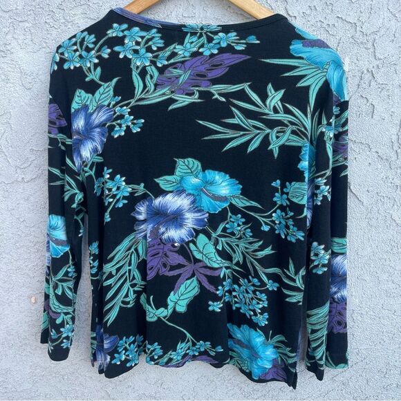 Y2K Floral Sequin Beaded V-Neck Top SZ L Boho Glam Fairycore Whimsygoth Cottage - Picture 2 of 7